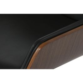 DKD Home Decor Silla Moderna de Oficina Ajustable con Ruedas Desmontable Madera y PU Negro/Marrón 59.5x64x83 cm