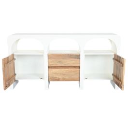 DKD Home Decor Buffet Mediterráneo de Madera Reciclada y Mango Blanco Natural 161x40x82 cm con 2 Cajones y 2 Puertas