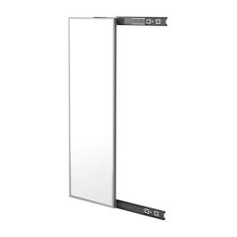 Herrajes Alk Espejo Extraíble y Giratorio para Armario, Sujeción Lateral, Guías Extracción Total, Plata Mate, H 1200mm, Fondo 350mm