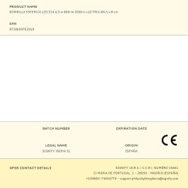 Philips Bombilla Esférica LED E14 6,5W 806 lm 6500K Luz Fría Ø4,5x8 cm