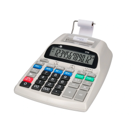 Liderpapel Calculadora Impresora con Pantalla 12 Dígitos Impresión Bicolor Papel 57mm Blanca 225x158x56 mm