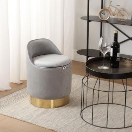 Puff Gris / Dorado Almacenaje Versa 40X55CM (2 Unidades) Puff Gris / Dorado Almacenaje Versa 40X55CM (2 Unidades)