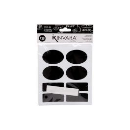 Kinvara Set 16 Pegatina Pizarra y Tiza Negro 14x22.5x2 cm (Set de 72)
