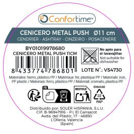 Confortime Cenicero Acero Push 11 cm