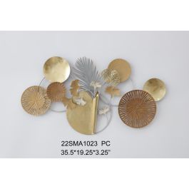 DKD Home Decor Decoración Pared Glam Círculos Metal Dorado Cobrizo Gris 90x49x8.3 cm Precio: 40.79000024. SKU: S3043059