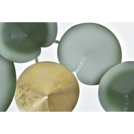 DKD Home Decor Perchero Pared Oriental Metal Verde Menta Dorado 45x24x6 cm (2 Unidades) Nenúfar