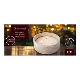 Lumineo Vela a pilas con efecto llama, 3 leds, 28x8 cm, luz cálida, temporizador 6h, IP44