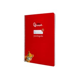 Cuaderno Espiral Liderpapel Din A4 Pautaguia Tapa Dura 80H 90 gr Cuadro Pautado 5 mm Color Rojo 5 unidades