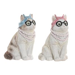 DKD Home Decor Figura Decorativa de Gato Moderno Resina Blanco Rosa 13x19.5x13.5 cm (2 Unidades) Precio: 29.49999965. SKU: B1DCTEBDPG