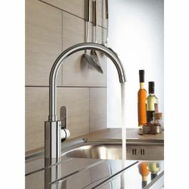 Grohe 31494001 Grifo de Cocina Monomando Cromado con Caño en Forma de C Alto, Funcionalidad de Rotación 150° para Fregadero, Serie Get