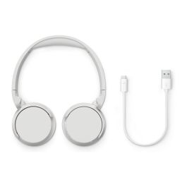 Philips Auriculares Inalámbricos TAH4209WT/00 Bluetooth con Micrófono, Blancos, Hasta 55h de Reproducción, Carga Rápida, Conexión Multipunto