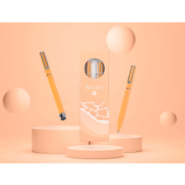 Belius Endless Summer Juego Bolígrafo y Roller Aluminio Naranja y Plateado Tinta Azul Caja Diseño 0,8 mm