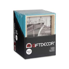 Giftdecor Portafotos Madera 15x20 cm Azul y Natural