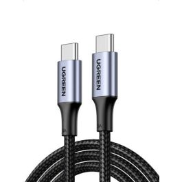UGREEN Cable USB-C a USB-C Trenzado 1m, Carga Rápida 100W, 480Mbps, Reversible, Diseño de Aluminio, Negro y Plata