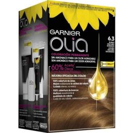 Garnier Olia Coloración Permanente Sin Amoniaco 6.3 Rubio Oscuro Dorado, con Aceites Florales, Cubre Canas 1 Unidad