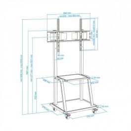 TooQ Soporte de suelo FS20100M-B para pantallas de 37" a 100", con 2 bandejas, hasta 150 kg, monitor/TV, negro