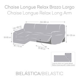 Funda para chaise longue de brazo largo izquierdo Eysa ROC Gris claro 180 x 120 x 360 cm