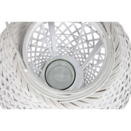 DKD Home Decor Portavela Shabby Blanco Bambú Cristal 40 x 75 x 40 cm (2 Unidades)