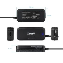 TooQ Cargador Portátil TQLC-90BS02M | 90W | Voltaje 15-24V | 1 USB | 12 Conectores Universales