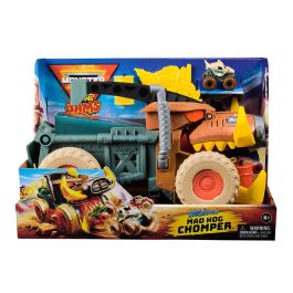 Spin Master 6071776 Monster Jam Vehículo Megalodon Mad Hog con 1 Mini Jam a escala 1:87 y 2 barriles, +3 años