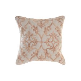 DKD Home Decor Funda de Cojín Tradicional de Poliéster y Algodón Beige Rosa 50x50 cm con Cremallera
