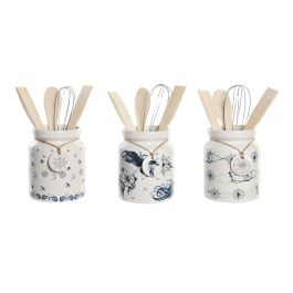 DKD Home Decor Stella Maris Bote Utensilios Azul Blanco Dolomita Metal MDF 12 x 25 x 12 cm Set 5 uds Precio: 27.50000033. SKU: B1CJS7VNRV