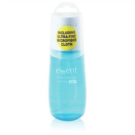 Ewent EW5671 Kit de Limpieza Líquido para Pantallas y Plásticos, 200ml con Paño Microfibra Antibacteriano, Sin Alcohol