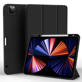 eSTUFF Estuche Lápiz MIAMI para iPad Pro 13 2024 - Funda Cuero PU Negro/Transparente con Ranura para Cargar Lápiz, Soporte