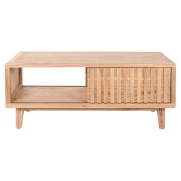DKD Home Decor Mesa de Centro de Madera de Mindi Estilo Scandi Diseño Nórdico para Salón 110 cm Ancho x 60 cm Fondo x 45 cm Alto