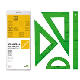 Liderpapel Juego de Reglas y Escuadra de 30 cm, Cartabón, Semicírculo en Petaca Plástica Verde Precio: 3.50000002. SKU: B1BTBH4Q7Z
