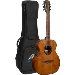 LAG Guitarra Acústica Travel Nylon Blue Wave 1 Electroacústica Cedro Rojo Macizo Caoba Marrón Natural Satinado