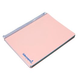 Cuaderno Espiral Liderpapel A4 Micro Wonder Tapa Plastico 120H 90 gr Cuadro 5 mm 5 Bandas 4 Taladros Color Rosa