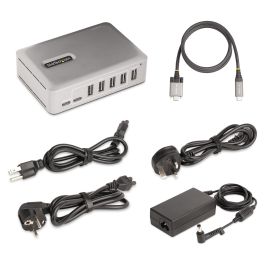 StarTech 10G5A2CS Hub USB-C de 7 Puertos, Autoalimentado, 10 Gbps, USB 3.2 Gen 2 Tipo-A y Tipo-C, Color Plata