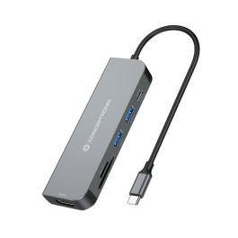 Conceptronic Adaptador Hub USB-C 6 en 1 con HDMI, USB-C PD, USB 3.0, SD y MicroSD - Compatible con MacBook, Chromebook y más