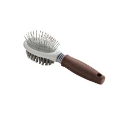 Hunter Cepillo Combinado para Perros Talla L Marrón, Cerdas Suaves y Púas Niqueladas, para Todo Tipo de Pelaje, Ergonómico