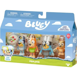 Moose Bluey Pack 4 Figuras Chef 18916 Bluey, Bingo, Bandit y Chilli Muñecos +3 Años
