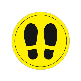 Apli Círculo Señalización Adhesivo para Suelo PVC 100 micras Pies Amarillo/Negro Diámetro 30 cm