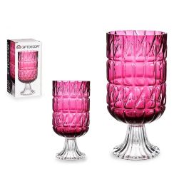 Giftdecor Jarrón Cristal Tallado Rosa Oscuro 13x26.5x13 cm (Set de 6)