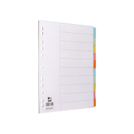 Q-connect Separadores DIN A4 Multitaladro Cartulina, Juego de 10 Unidades, Pestañas Colores Pastel