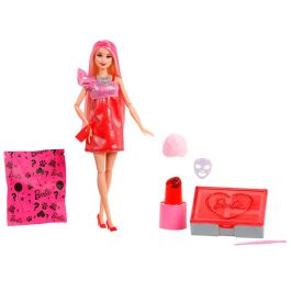 Barbie JFY68 Glam Party Unboxed Muñeca con 10 Sorpresas y Mascarilla Facial Mattel