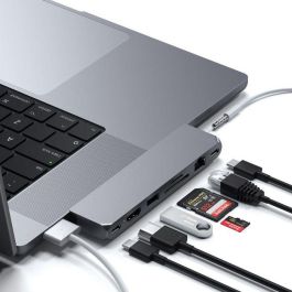 Satechi Pro Hub Max para MacBook Pro con USB-C PD 96W, HDMI 4K 60Hz, Gigabit Ethernet, USB-A 3.0, SD/MicroSD, USB-C Data, Audio 3.5mm