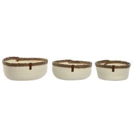 Cesta DKD Home Decor Crema Natural 26 x 11 x 26 cm Set de 3 (2 Unidades)