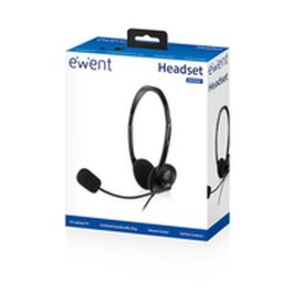 Ewent EW3567 Auriculares Alámbricos Diadema Supraaural con Conector 3.5mm, Micrófono Boom, para Llamadas y Música, Negro