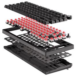 Newskill Pyros Pro - Teclado Gaming Mecánico Inalámbrico 75% Hotswap con Retroiluminación RGB, Rueda de Volumen, Bluetooth, 2.4G, Cable USB, Switches Outemu Red, Negro