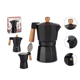 Cafetera Kinvara Aluminio 6 Tazas Negra con Asa de Madera, 16x19.5x10 cm (12 Unidades) Precio: 130.89000034. SKU: S3609147