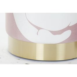 DKD Home Decor Reposapiés Scandi Balance Life Rosa Palo Blanco Dorado 30 x 38 x 30 cm (2 Unidades)