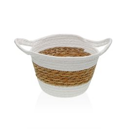 Cesta Redonda Blanca Versa con Asas 19x13 cm - Alga y Papel (2 Unidades)