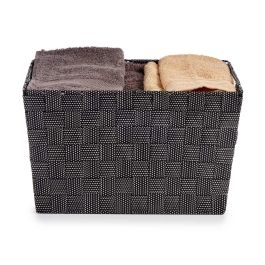 Kipit Cesta de Tela Cónica Rectangular con Asas Grande Negro 35x25x20 cm (Set de 12)
