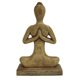 DKD Home Decor Figura Árabe de Yoga Marrón Claro de Mango 6 x 28.5 x 17.7 cm (3 Unidades)