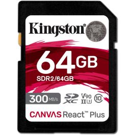 Kingston Canvas React Plus Tarjeta SDXC 64GB UHS-II U3 V90 300MB/s Lectura 260MB/s Escritura para 4K/8K
